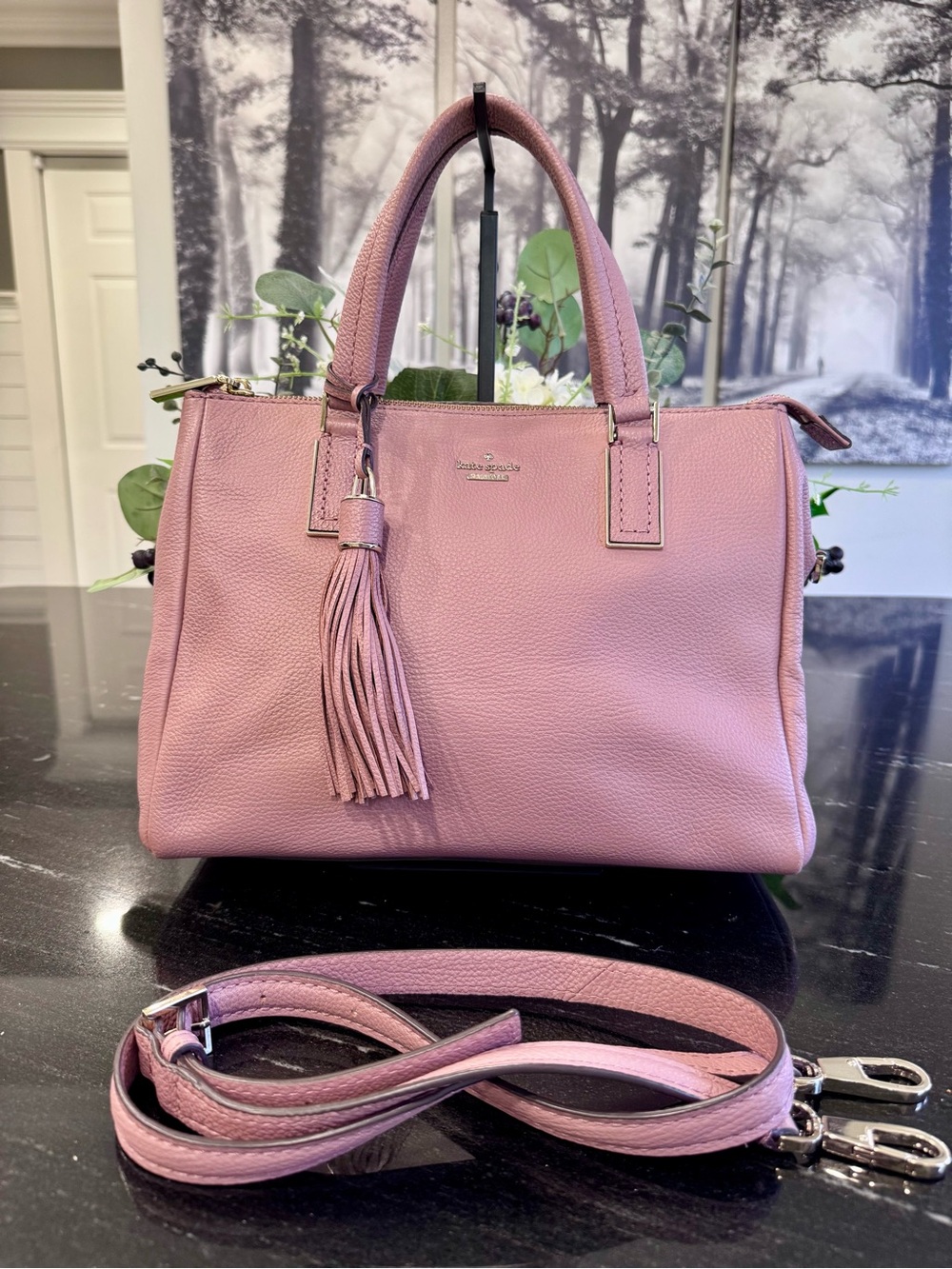 🌸Kate Spade New York Naomi Pebbled Leather Satchel Crossbody Dusty Rose Pink